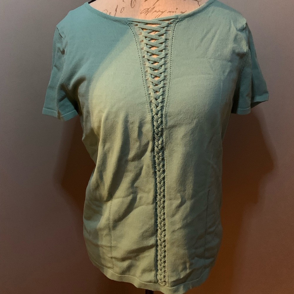 Josephine Chaus Short Sleeve Blouse - Aqua green - Size M